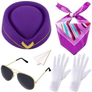 1133 6 Pcs Halloween Flight Attendant Costume Accessoriess